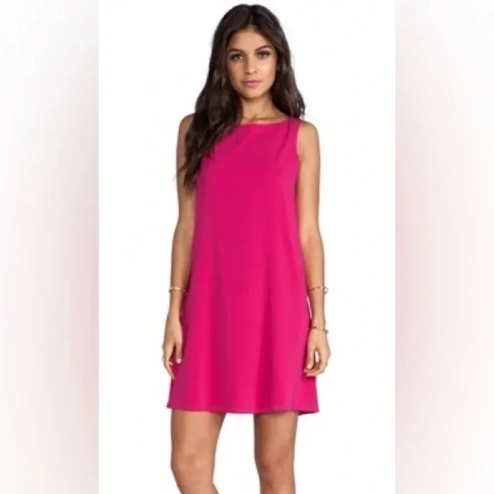 Alice + Olivia Trina Tunic Bow Back Silk Hot Pink Dress Size S. - Picture 2 of 8